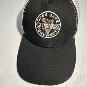 Guinness Open Gate Brewery Baltimore Maryland Black White Adjustable Trucker Hat